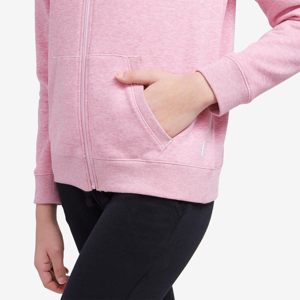 Sweat zippé à capuche fitness femme - 500 Rose Clair