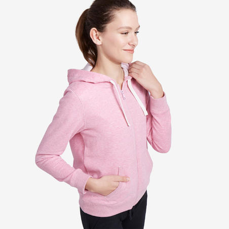 Sweat zippé à capuche fitness femme - 500 Rose Clair - Maroc | achat en  ligne | Decathlon