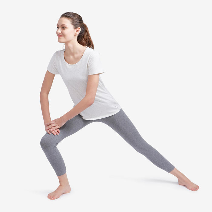 Legging Court De Sport Taille Haute Fit500 Femme 78 En Coton Noir