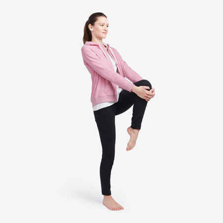 Women's Zip-Up Fitness Hoodie 500 - Light Pink