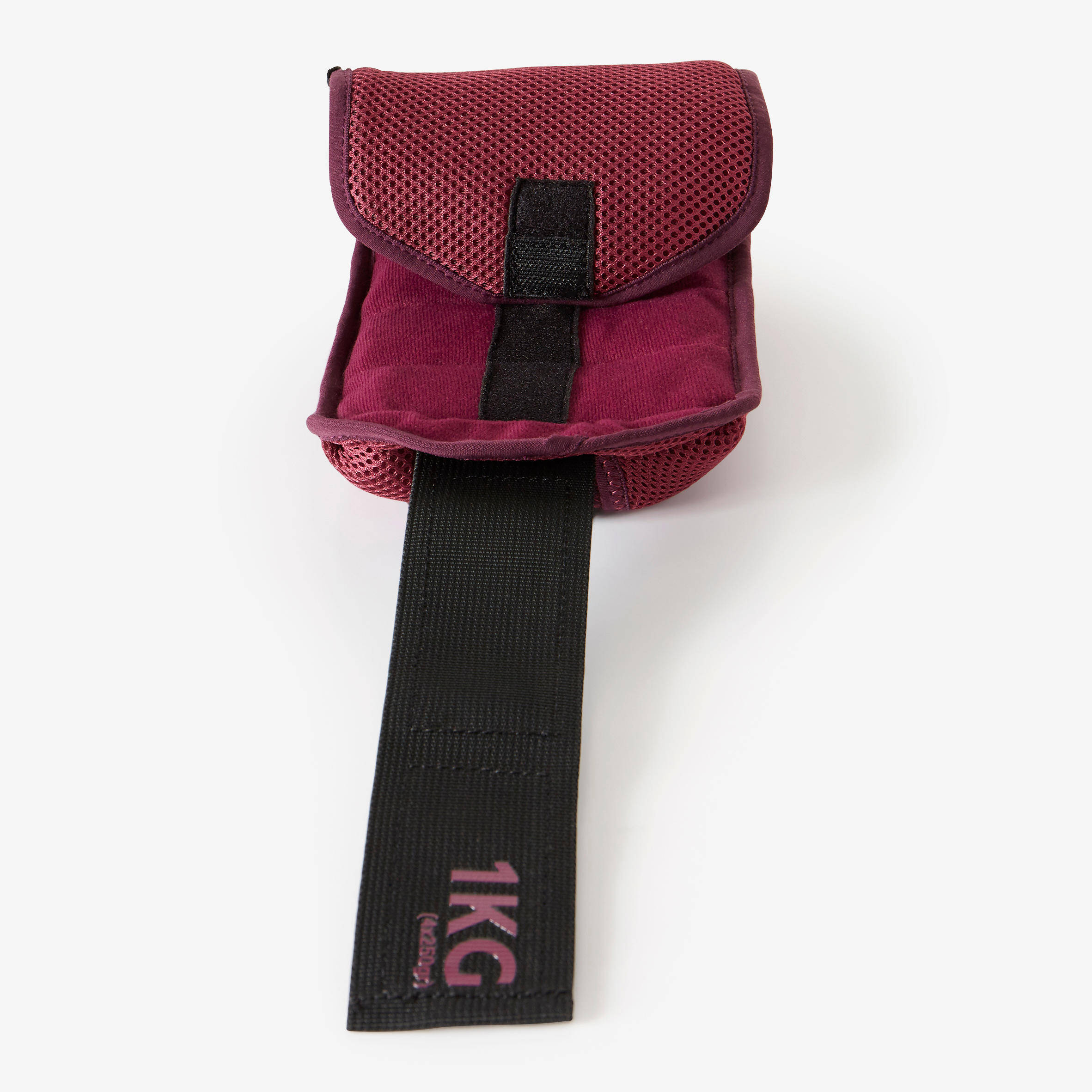 Gym Ankle Weights Adjustable - 1 kg Twin-Pack Burgundy -  4
