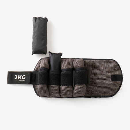 2 kg Adjustable Wrist / Ankle Weights Twin-Pack - Grey