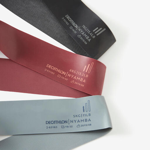 Fitness Resistance Bands ThreePack 567 kg Grey/Burgundy/Black