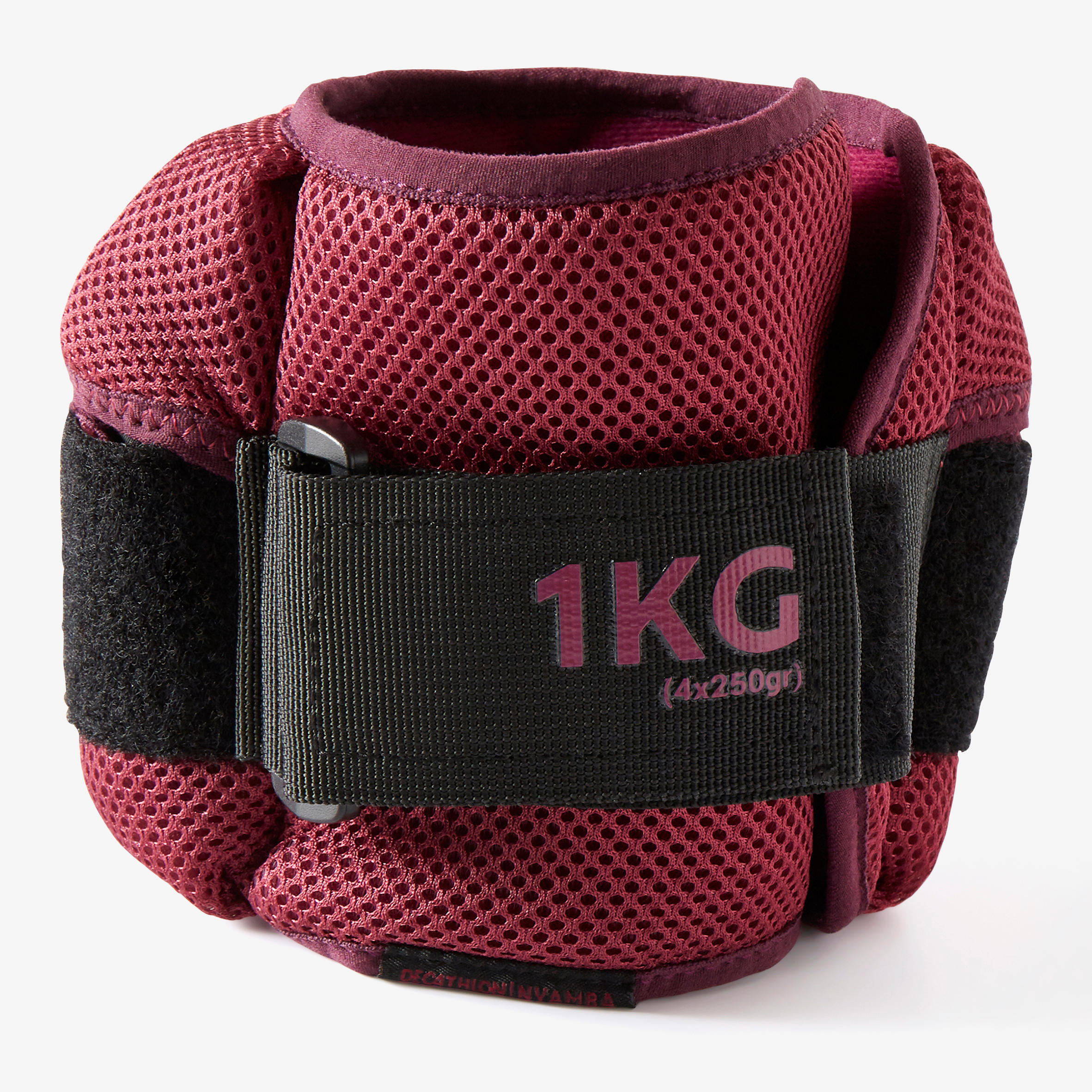 Enkel- en polsgewichten 2x1 kg aanpasbaar bordeaux 8/8