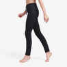 Pantalon jogging fitness femme coton ajusté - 500 Noir