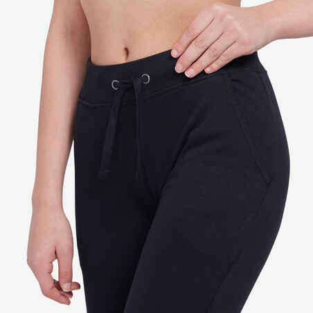 Pantalón jogger de fitness Domyos 500 de Mujer negro ajustado