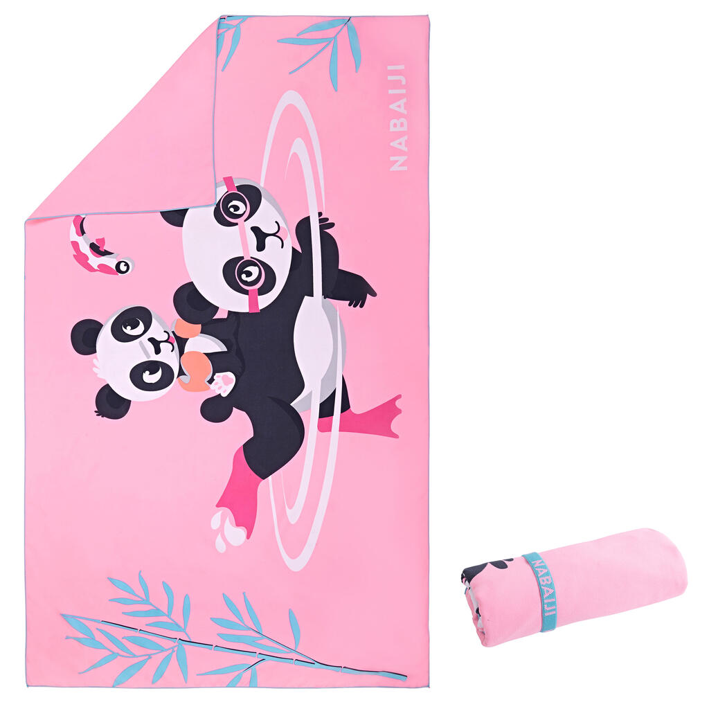 Serviette microfibre compact imprimé panda taille L 80 x 130 cm