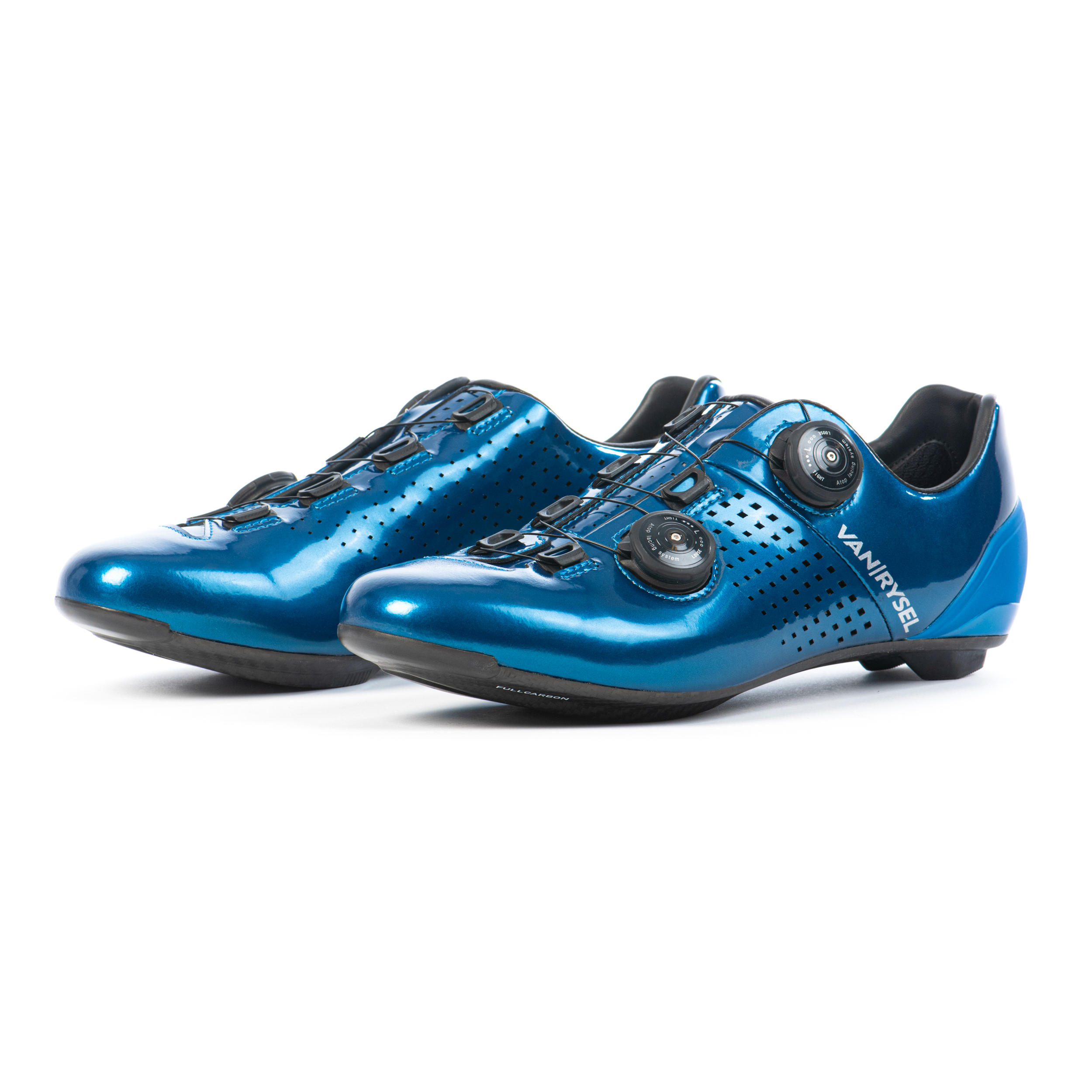 blue cycling shoes