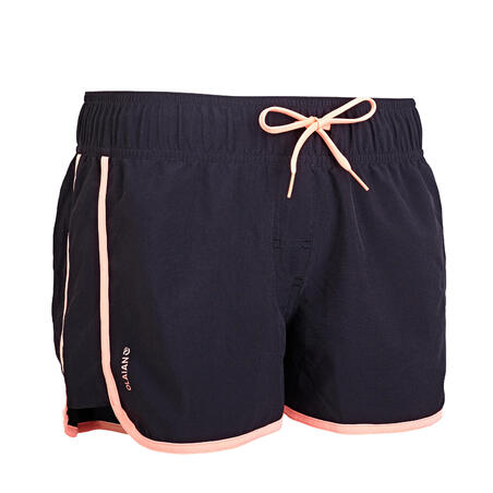 Boardshort surf femme TINI BLACK avec ceinture élastiquée et cordon de serrage