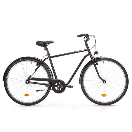 Міський велосипед Elops 100 з високою рамою - Чорний
