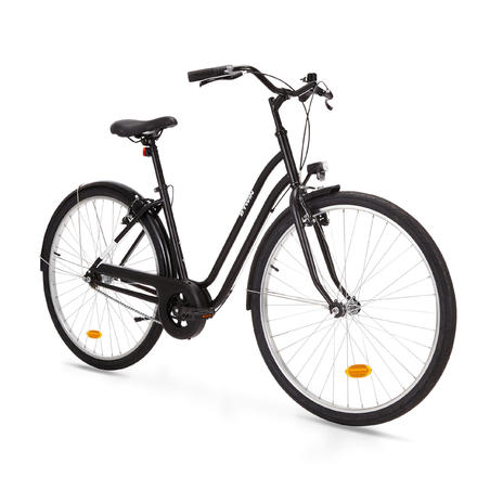 Міський велосипед Elops 100 з низькою рамою - Чорний