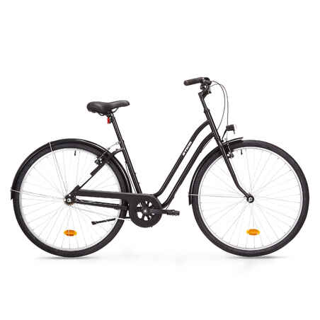 Gradski bicikl s niskim okvirom Elops 100 crni
