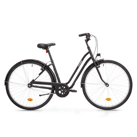 Міський велосипед Elops 100 з низькою рамою - Чорний
