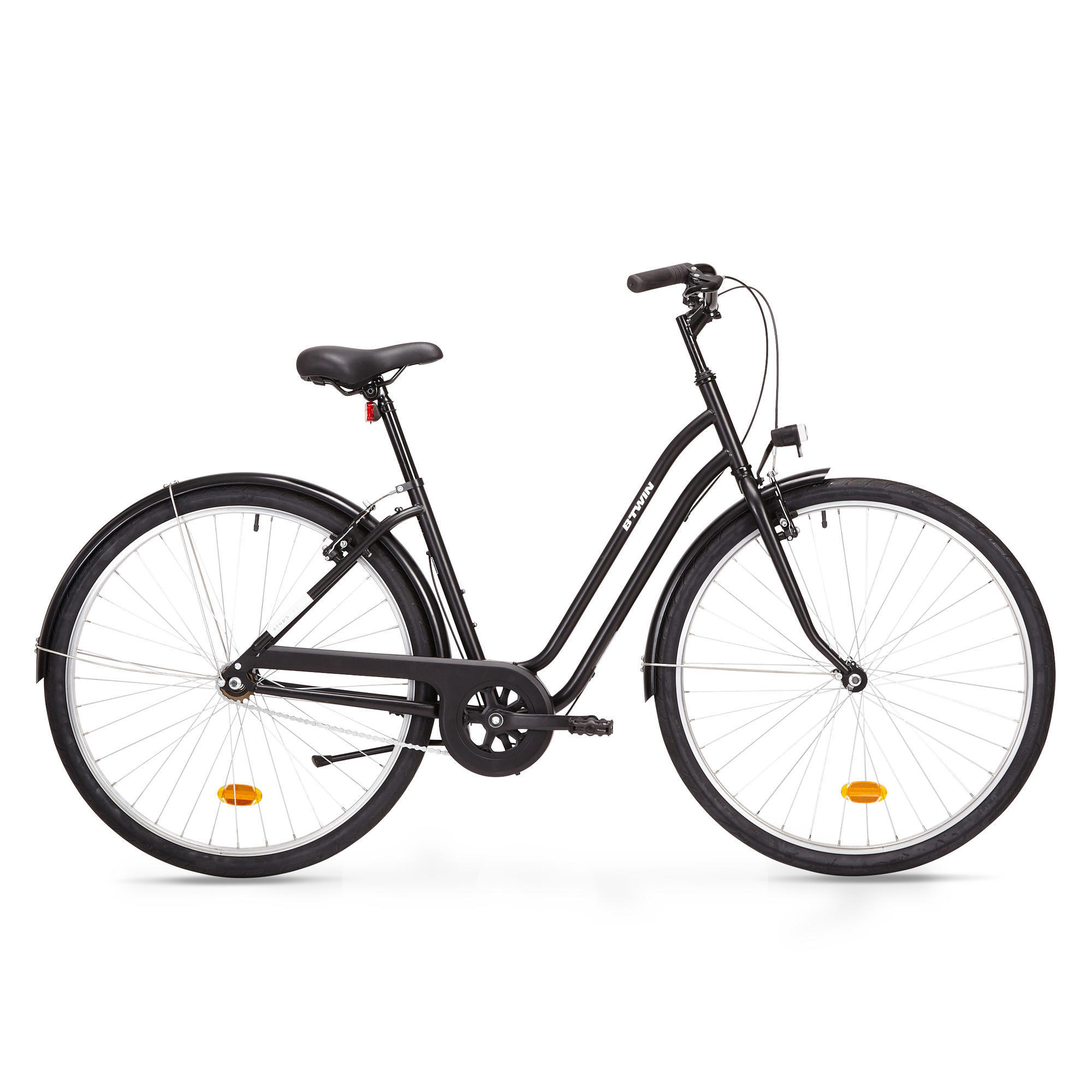 Bicicleta urbana Elops 100 Negro Cuadro Bajo Decathlon