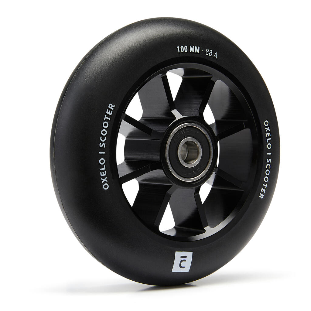 100 mm Freestyle Wheel with Black Alu Rim & Green PU85A Rubber