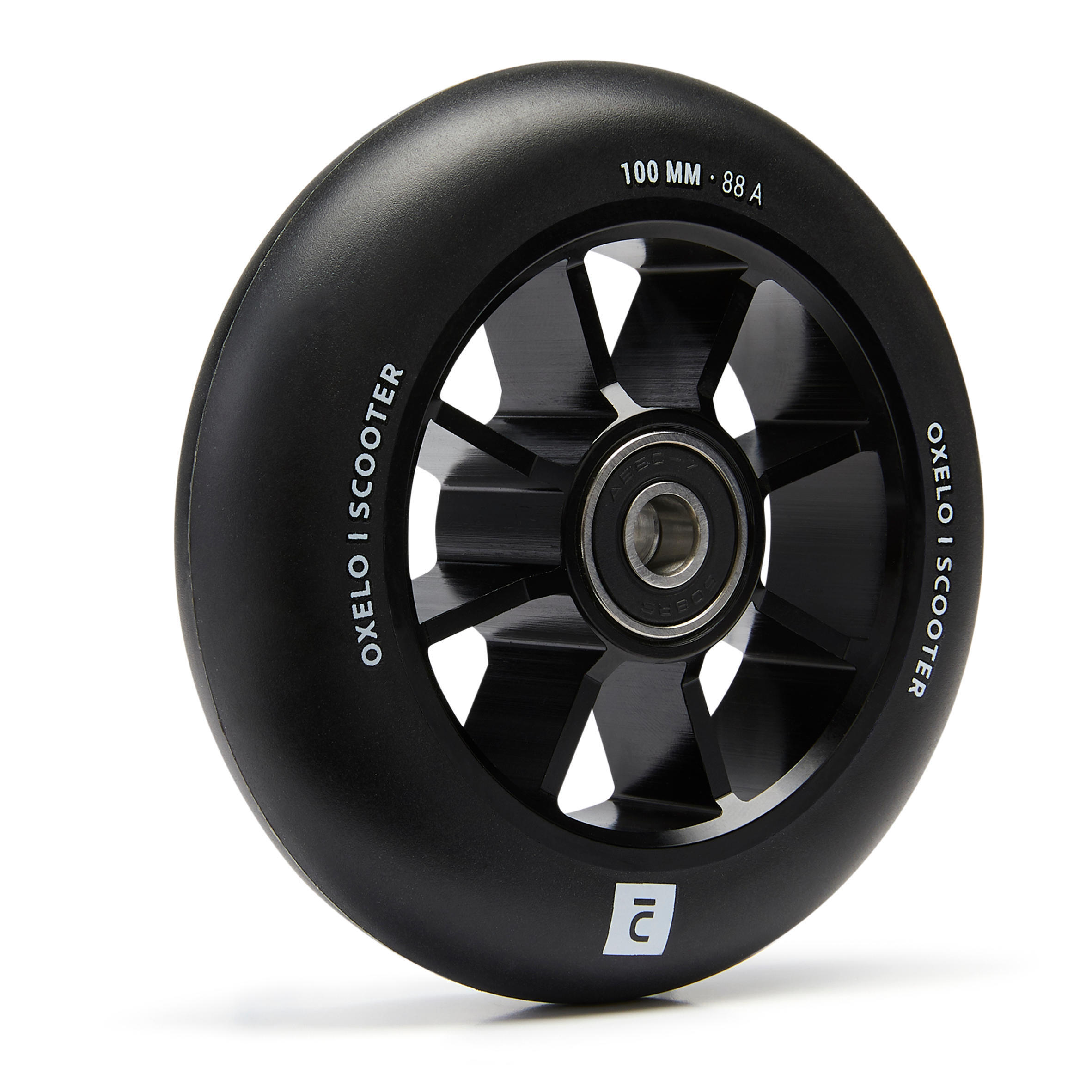 100 mm Freestyle Wheel with Black Alu Rim & Black PU85A Rubber 3/6