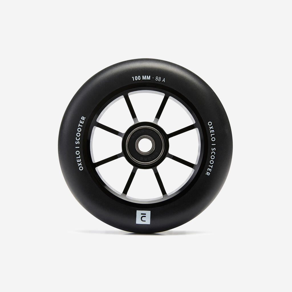 100 mm Freestyle Wheel with Black Alu Rim & Green PU85A Rubber