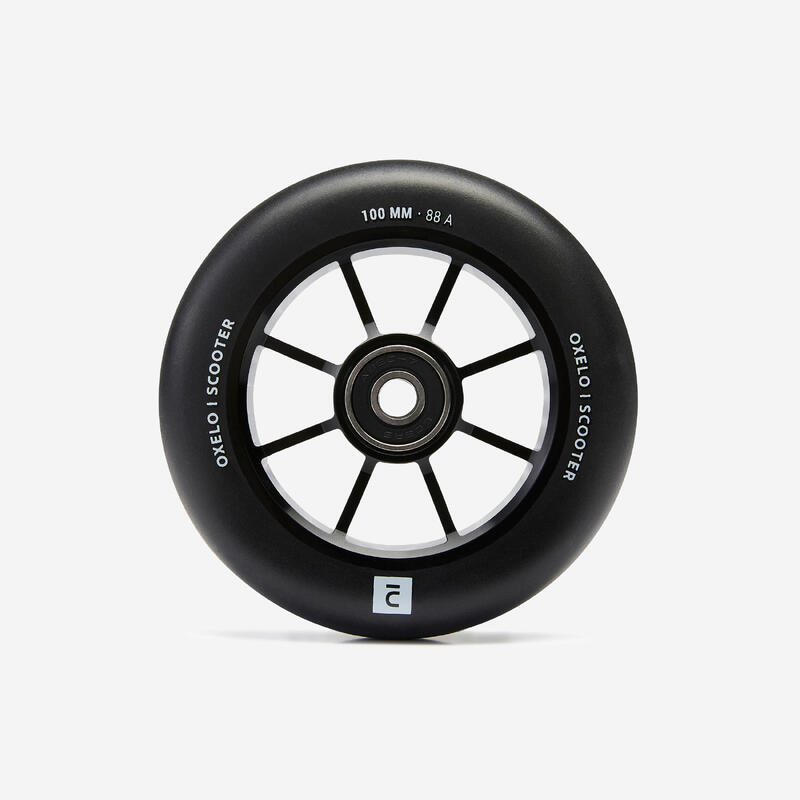Ruota freestyle 100 mm cerchio nero alluminio e gomma PU85A nera