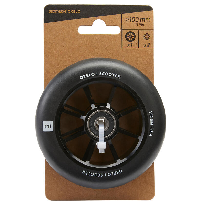 Roue freestyle 100mm avec jante noire en alu et gomme noir PU85A