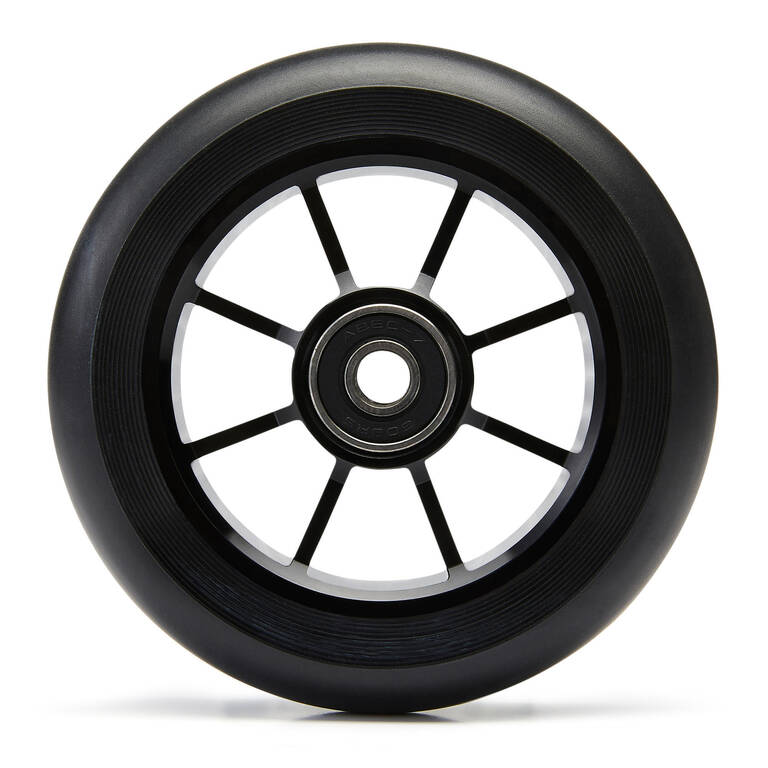 Roda Skuter Freestyle 100 mm dengan Velg Alu Hitam & Karet PU85A Hitam