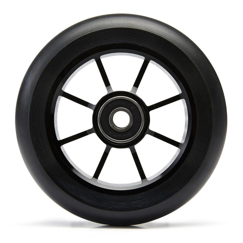 Freestyle wiel 100 mm met zwarte aluminium core en zwart PU loopvlak 85A