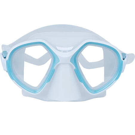 Freediving double-lens mask FRD 500 - mist grey, reduced volume