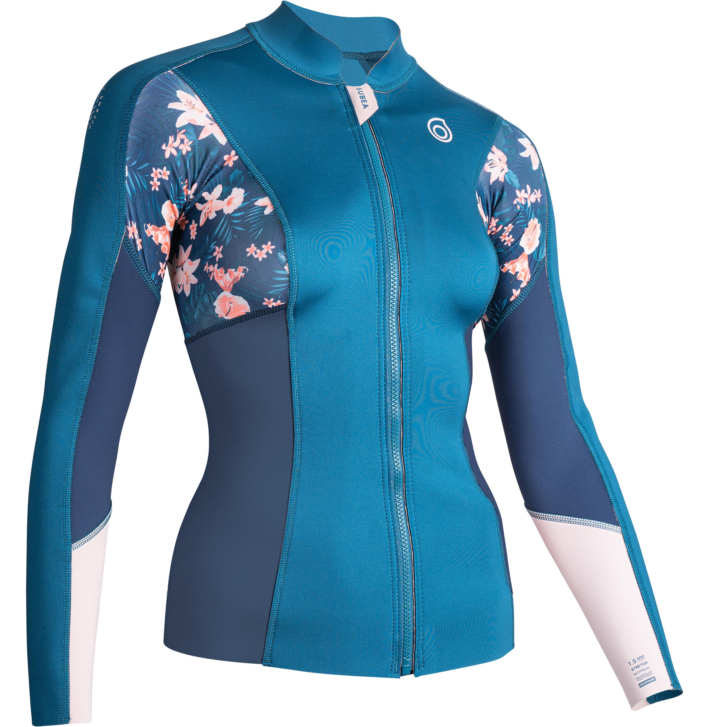 Top anti UV Manches longues Femme n opr ne 1.5mm bleu SUBEA