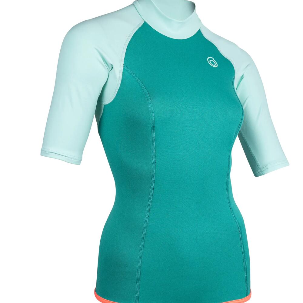 Neoprentop kurzarm Damen 100 warm türkis
