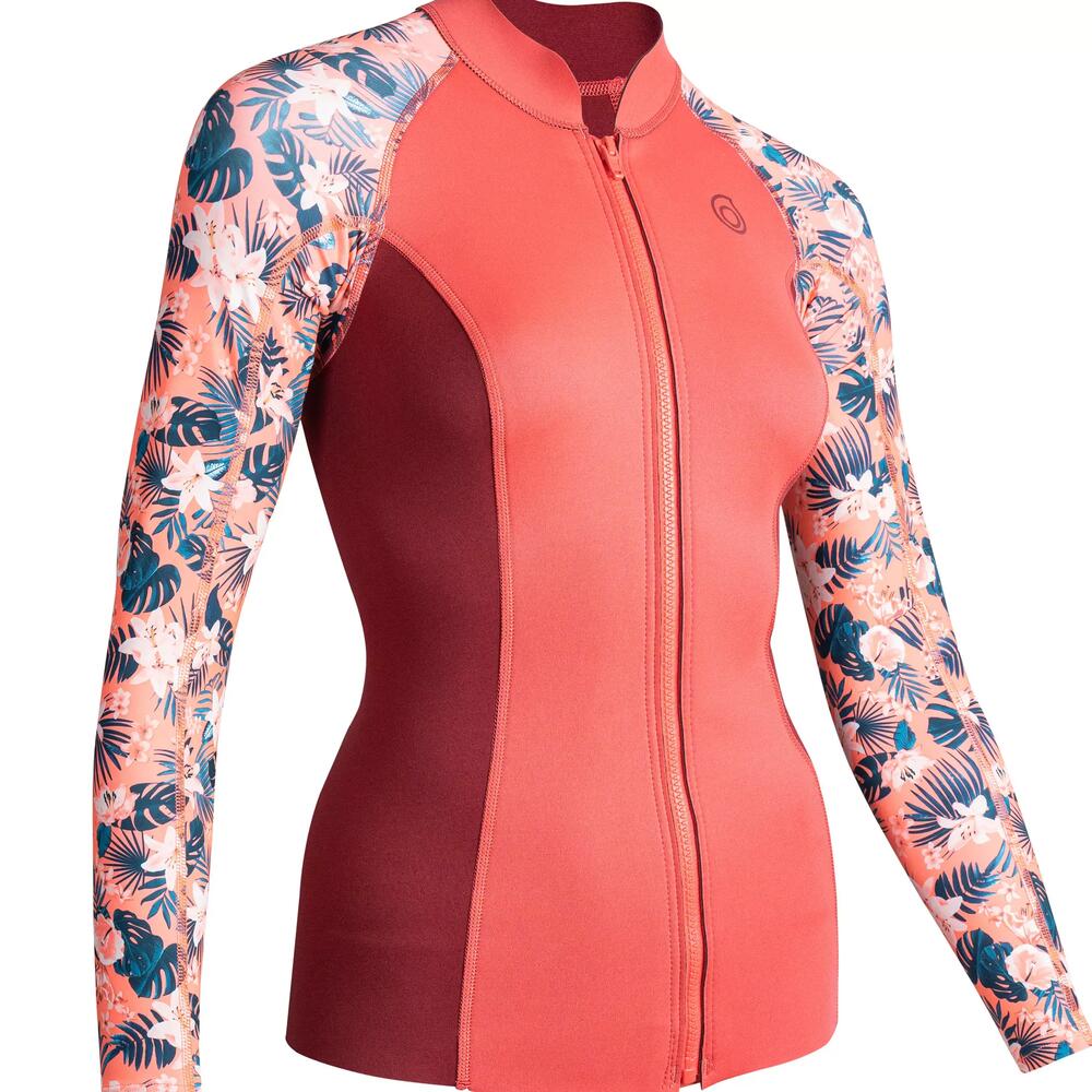 TOP THERMIQUE NÉOPRENE 500 MANCHES LONGUES FEMME ROSE