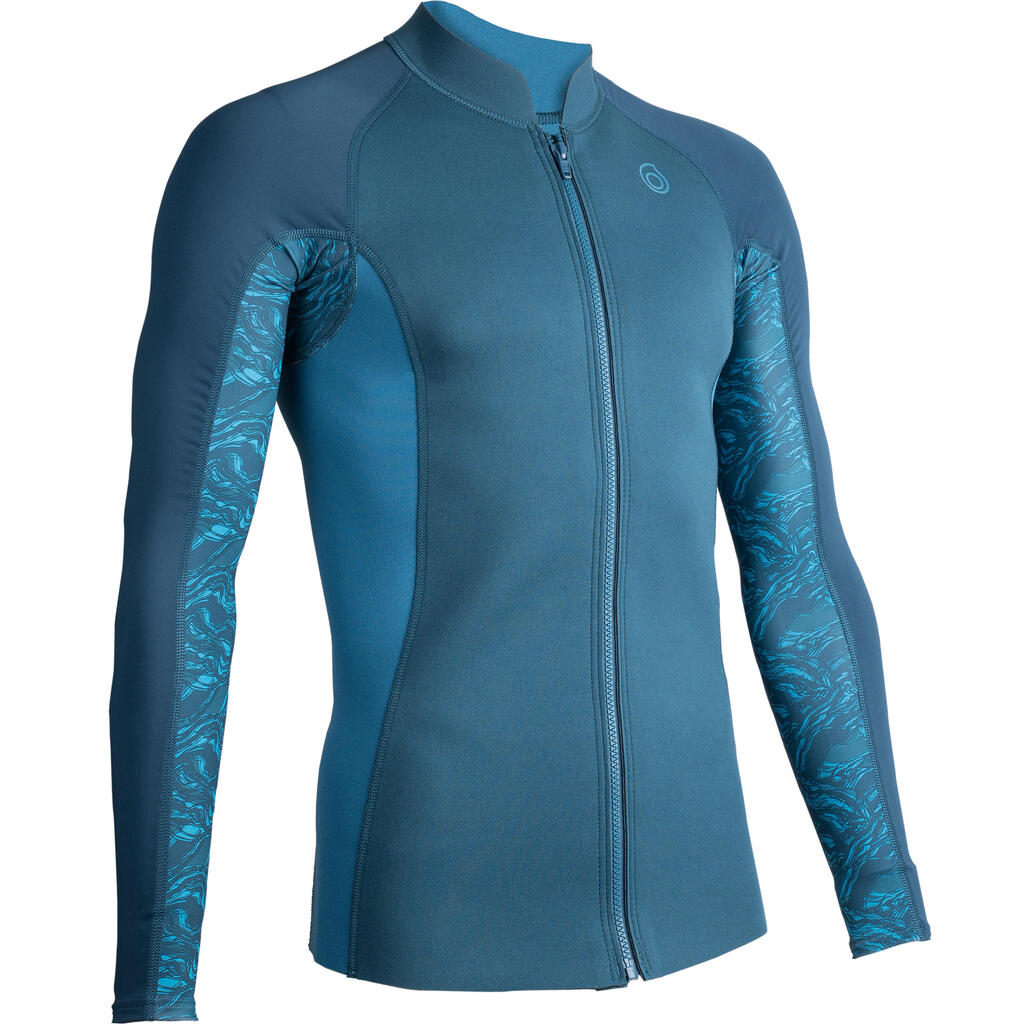 Men's anti-UV long-sleeved 1 mm neoprene torso top - turquoise