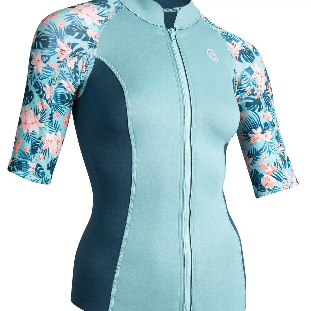 TOP THERMIQUE NÉOPRÈNE 500 MANCHES COURTES FEMME TURQUOISE