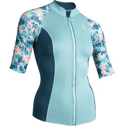 Women's Short Sleeve Neoprene Thermal Top 500 Turquoise