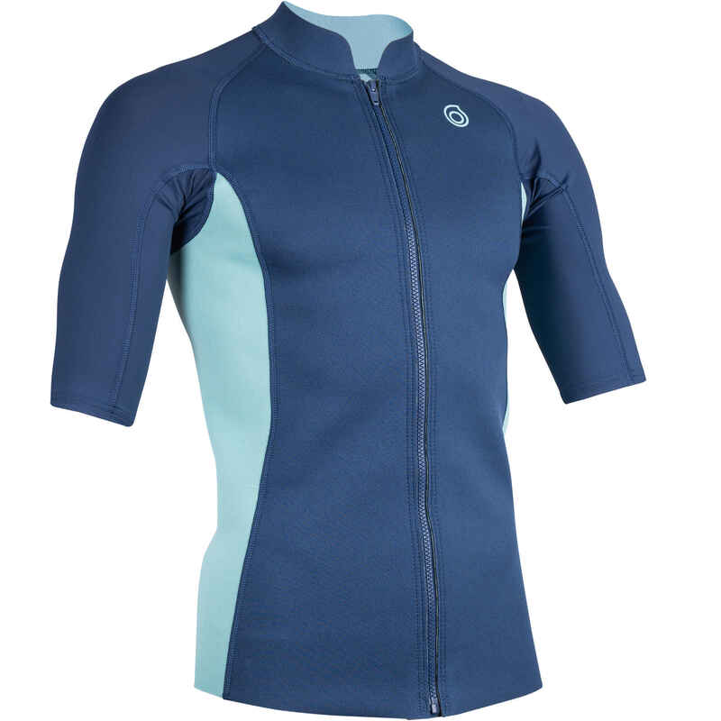 Neoprenjacke Schnorcheln kurzarm Herren 500 1,5 mm blau/türkis Neoprenjacke Schnorcheln kurzarm Herren 500 1,5 mm blau/türkis