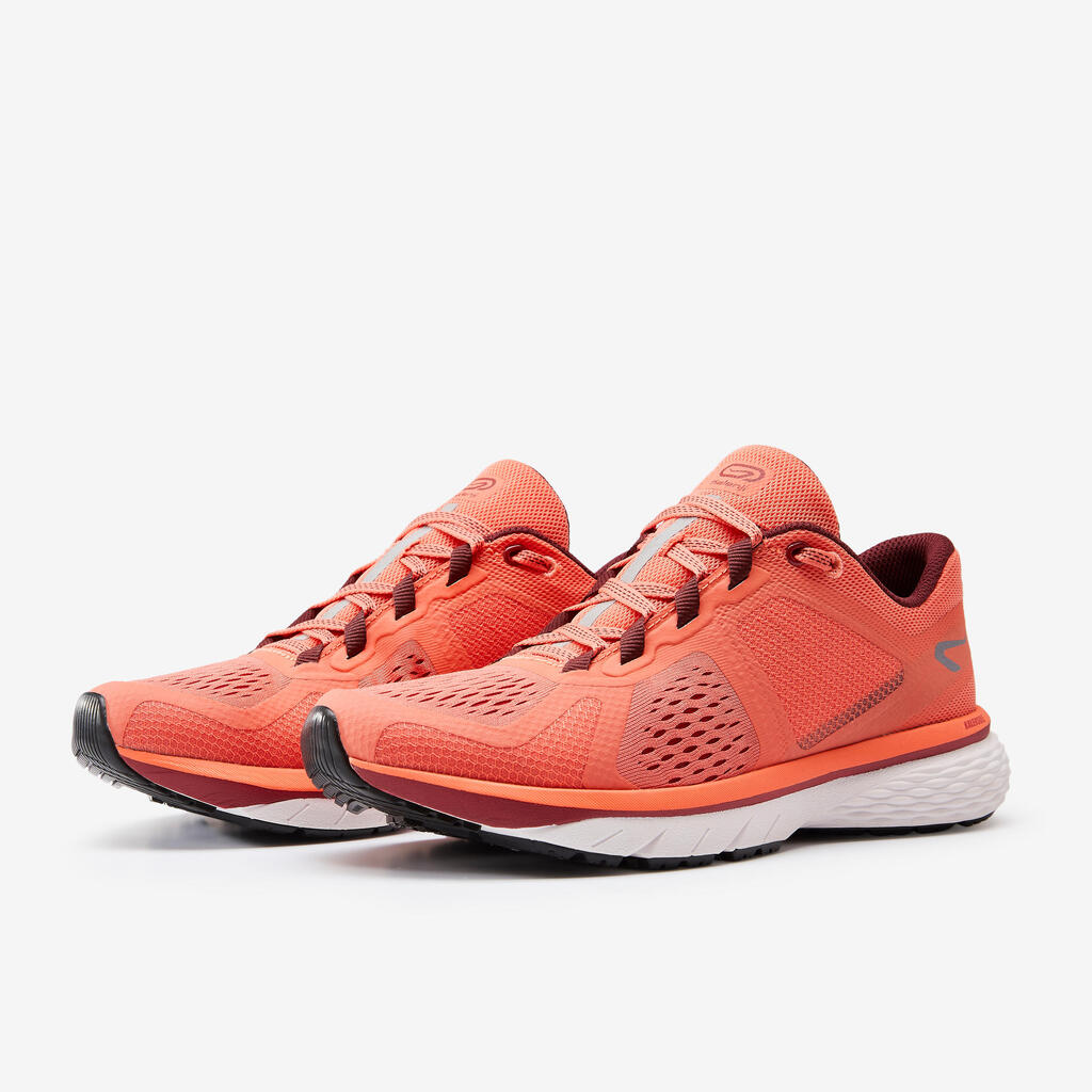 KALENJI RUN SUPPORT CONTROL WOMEN'S RUNNING SHOES - CORAL PINK