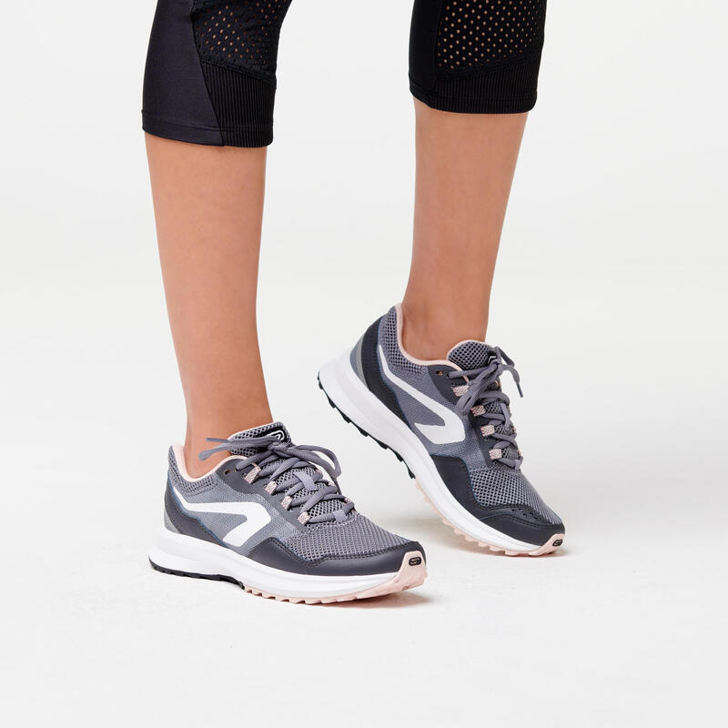 CALÇADO DE CORRIDA KALENJI RUN ACTIVE GRIP MULHER CINZENTO ROSA
