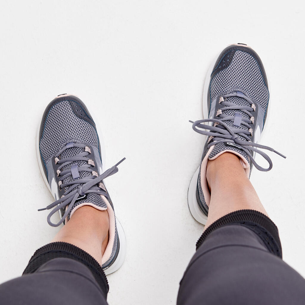 Chaussures de running femme kalenji run active grip gris rose