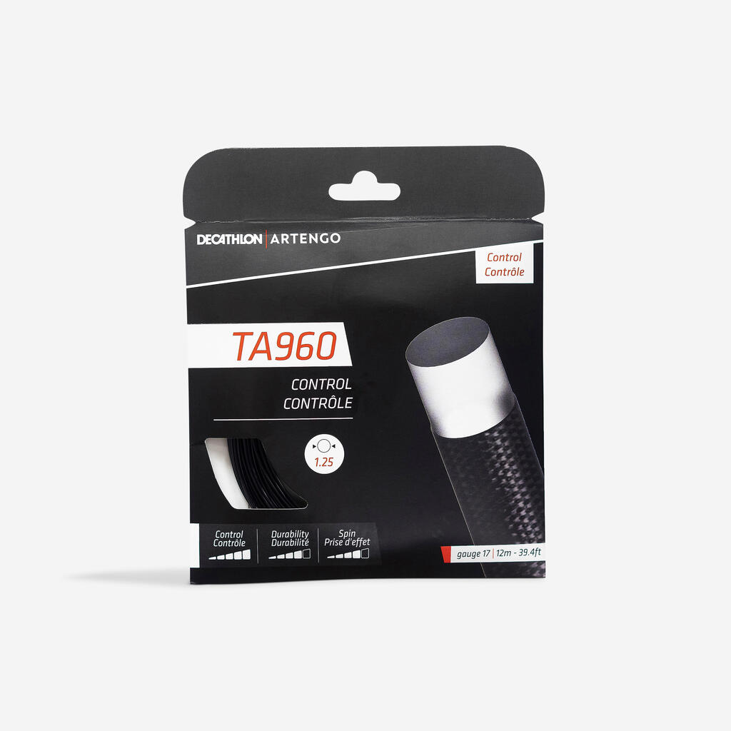 ŽICA ZA TENISKI REKET TA 960 CONTROL 1,25 MM S JEDNOSTRUKOM NITI - CRNA