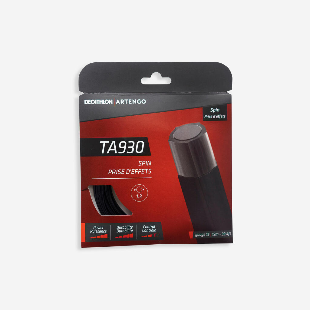 Artengo Monofaser Tennissaite 1,30 mm - TA930 Spin schwarz