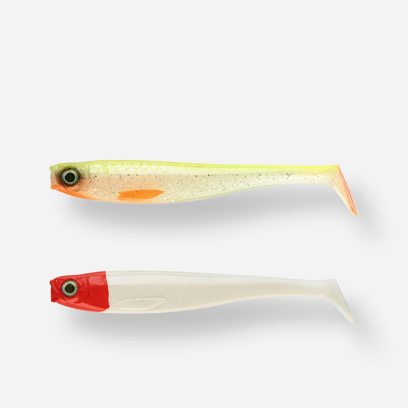 Kit artificiale morbido pesca siluro ROGEN 160 dorso giallo / testa rossa