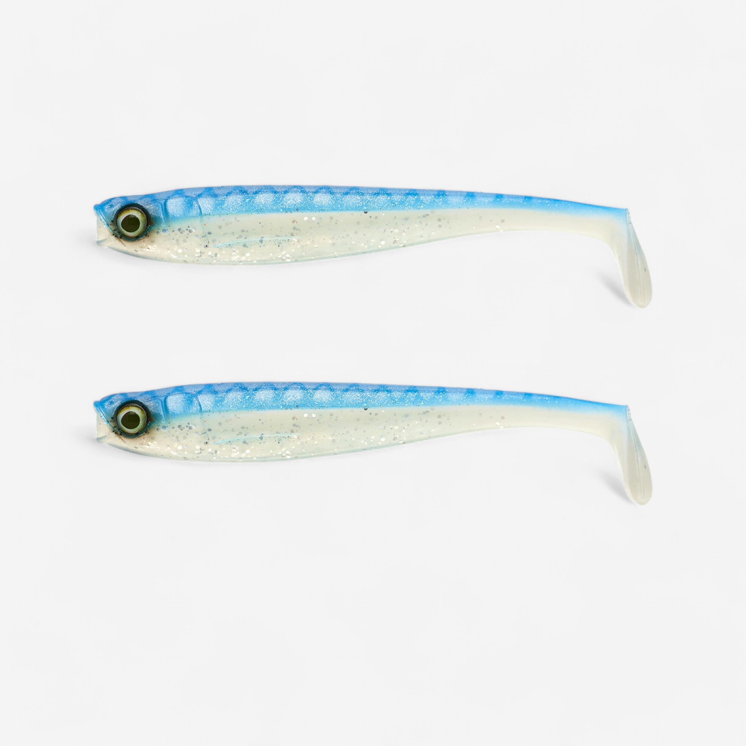 Caperlan - Leurre Souple Brochet Shad Rogen 120 Bleu X2 - Leurre Souple - Peche - Blanc-bleu - Taille Unique - Decathlon