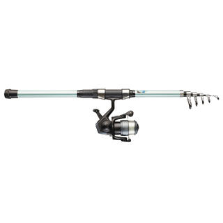 Caperlan Sensitiv 100 feeder komplet za ribolov, ki vsebuje teleskopsko palico, rolo in škatlo z dodatki za predvez.