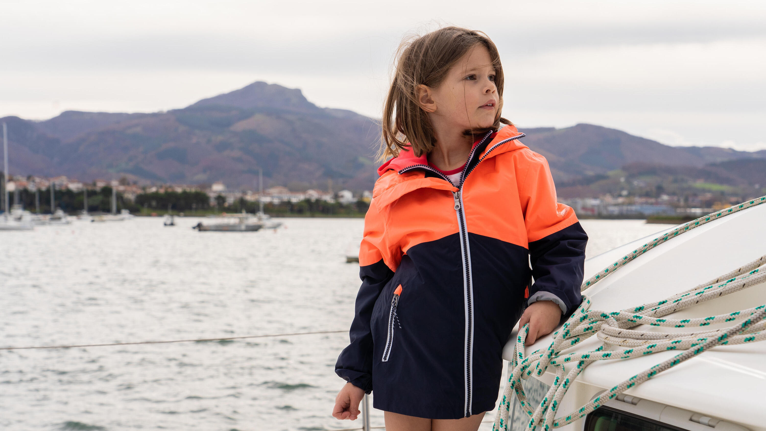 Kids’ Waterproof Sailing Jacket - 100 Navy 15/21