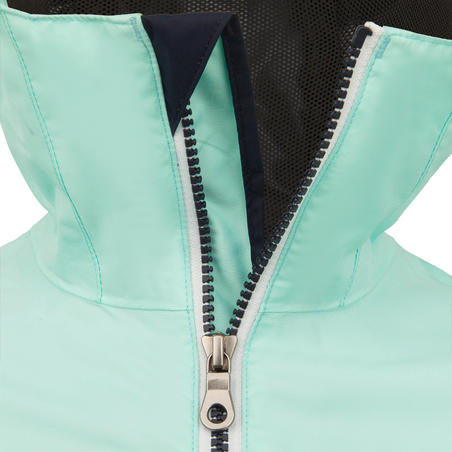 Куртка дитяча 100 для вітрильного спорту, водонепроникна - Темно-синя/М'ятна