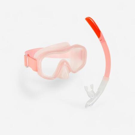 Kit plongée Masque et Tuba Snorkeling 100 Valve enfant rose