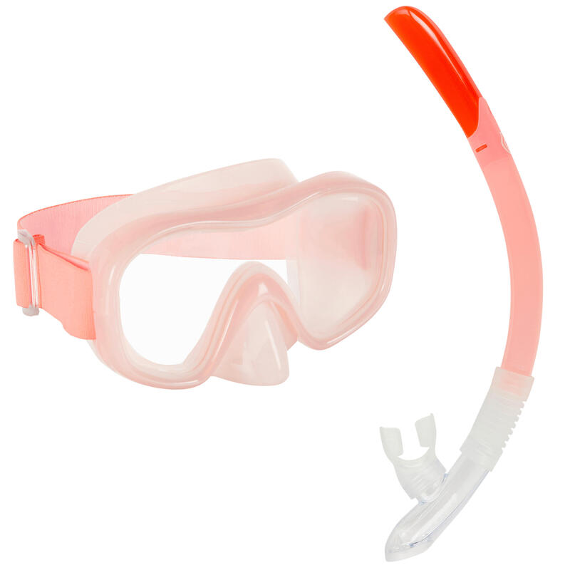 Kit maschera boccaglio snorkeling 520 bambino rosa