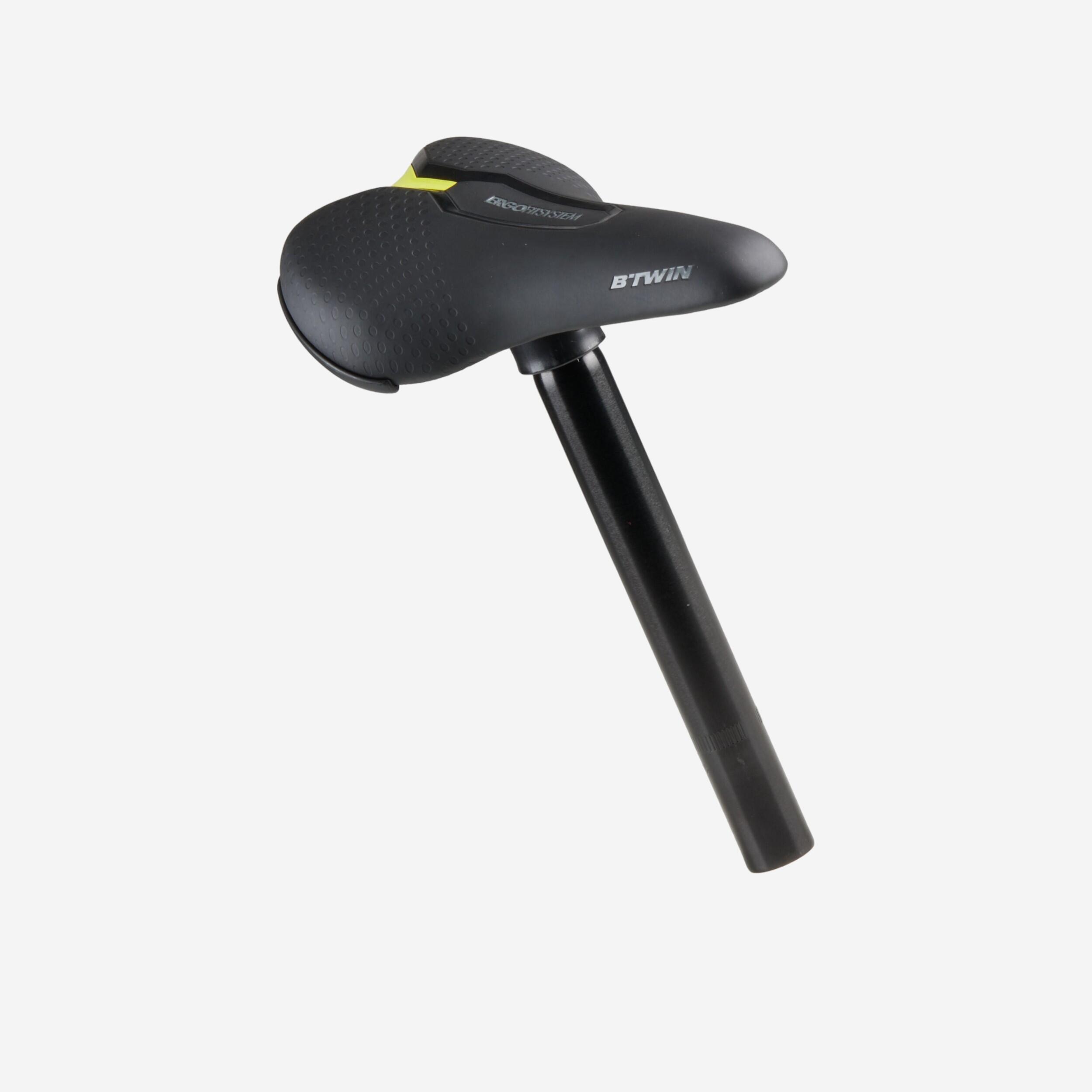 BTWIN Sattel schwarz mit Sattelstütze Aluminium 26 mm für 16 Zoll Fahrräder | 03583787952221 BTWIN Sattel schwarz mit Sattelstütze Aluminium 26 mm für 16 Zoll Fahrräder | 03583787952221