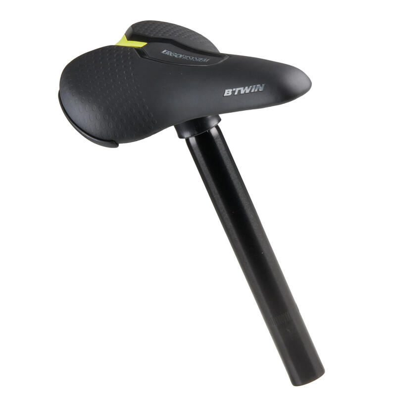 Selle de vélo 16 pouces noir + tige de selle 26 mm aluminium noir