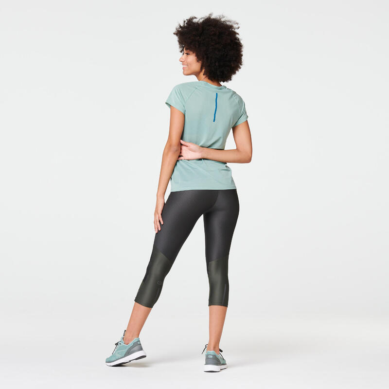 Dámské běžecké prodyšné 3/4 legíny Dry+ Feel khaki 