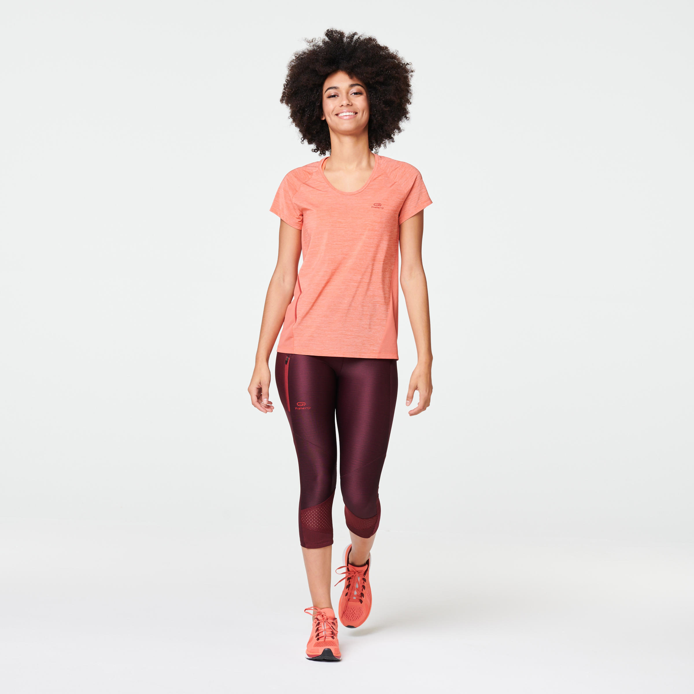 Women's breathable running T-shirt Light - light orange 3/7