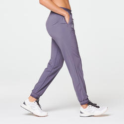 女款跑步運動褲RUN DRY - 灰紫色／灰色